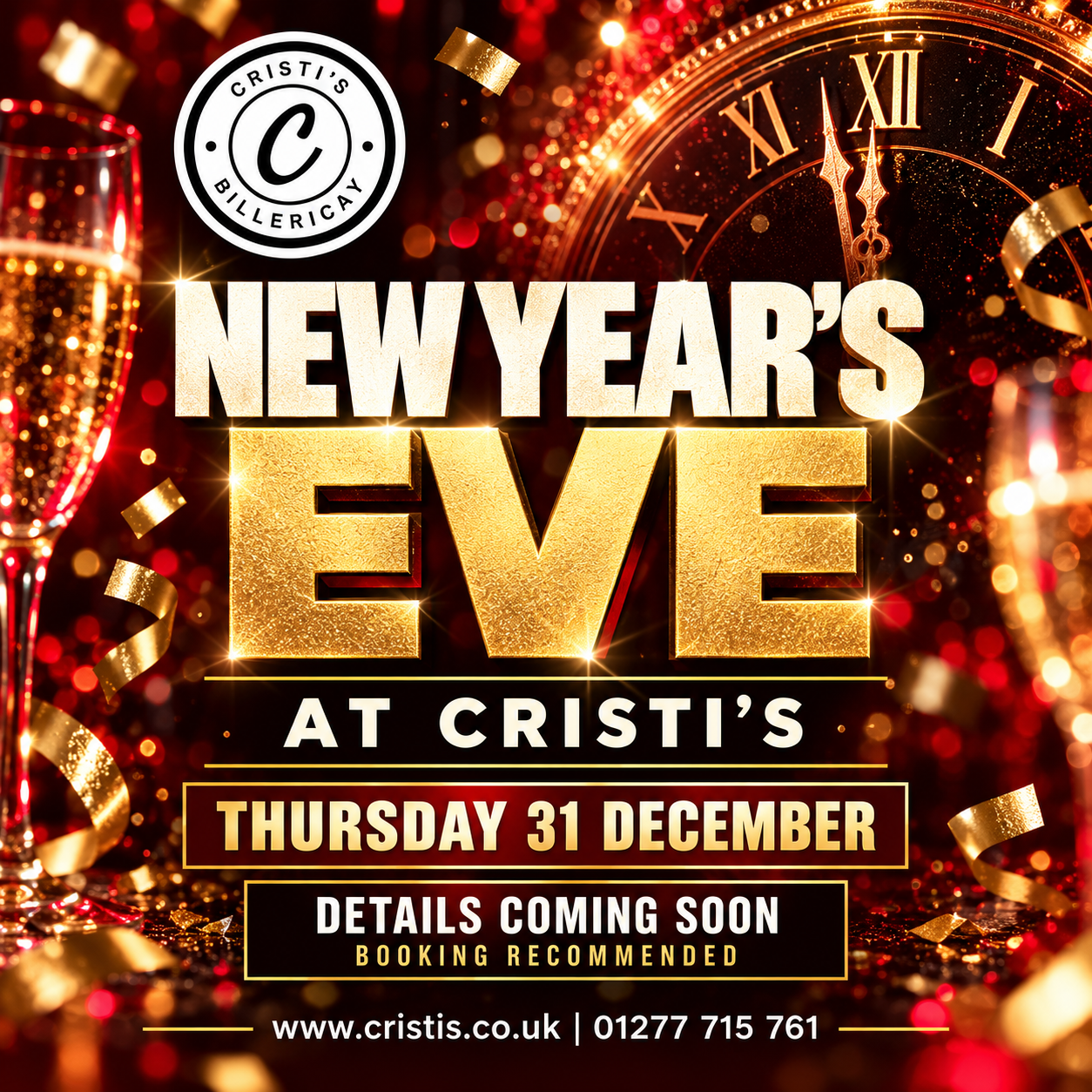 New Year’s Eve at Cristi’s – 31 December 2026